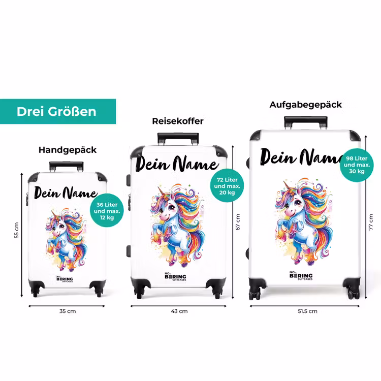 Koffer mit Name - Tänzelndes Einhorn mit Regenbogenmähne — 3