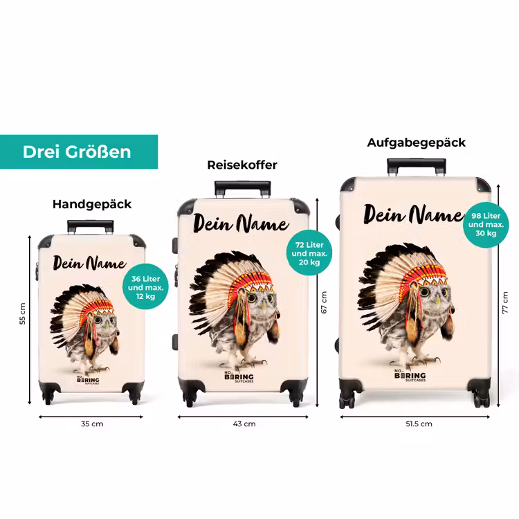 Koffer mit Name - Eule als Indianer — 3