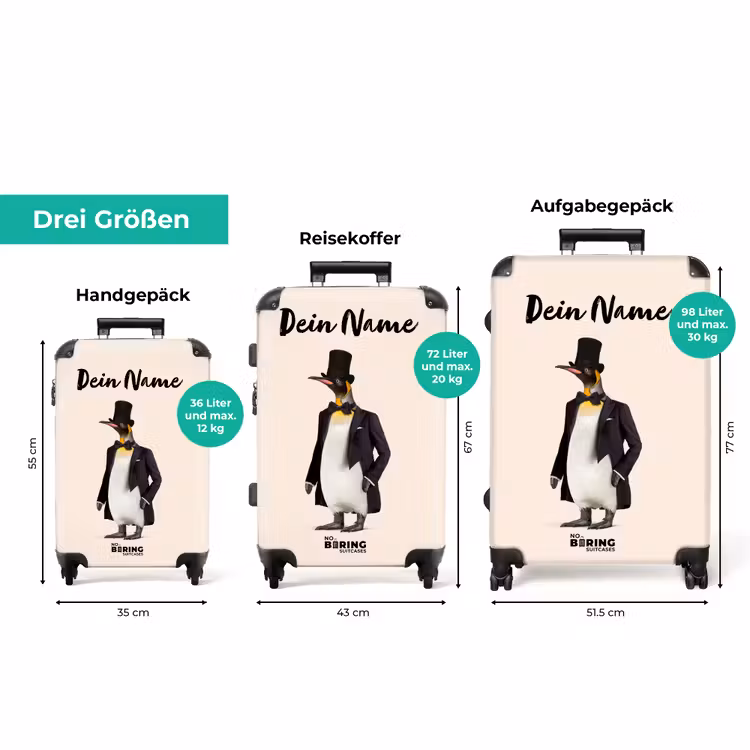 Koffer mit Name - Pinguin im Anzug — 3