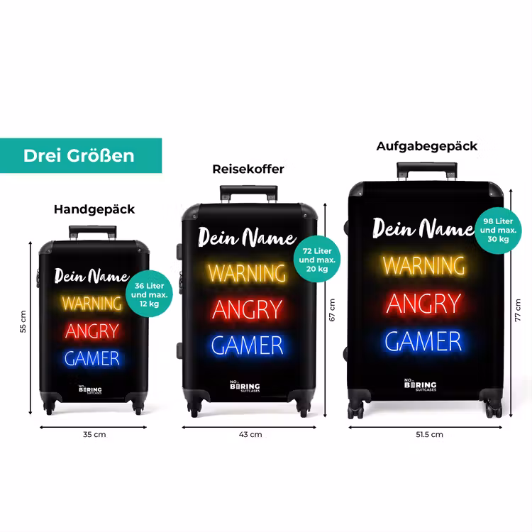 Koffer mit Name - Warnung Angry Gamer — 3