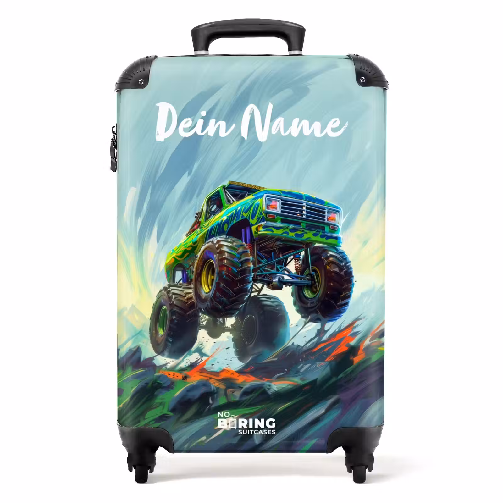 Koffer mit Name - Grüner Monstertruck mit Pinselstrichen — 1