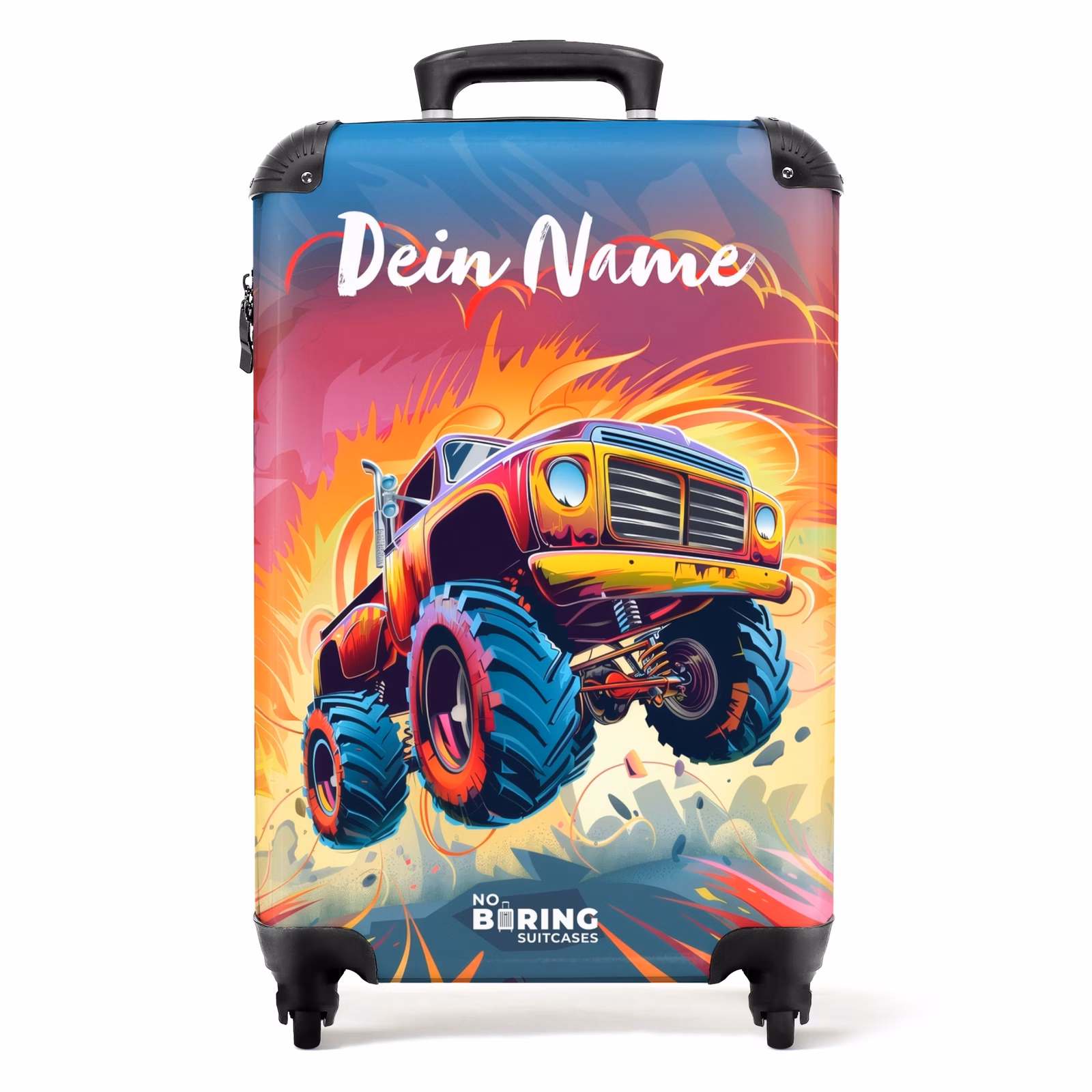 Koffer mit Name - Rosa Monstertruck fliegt über den Asphalt — 1