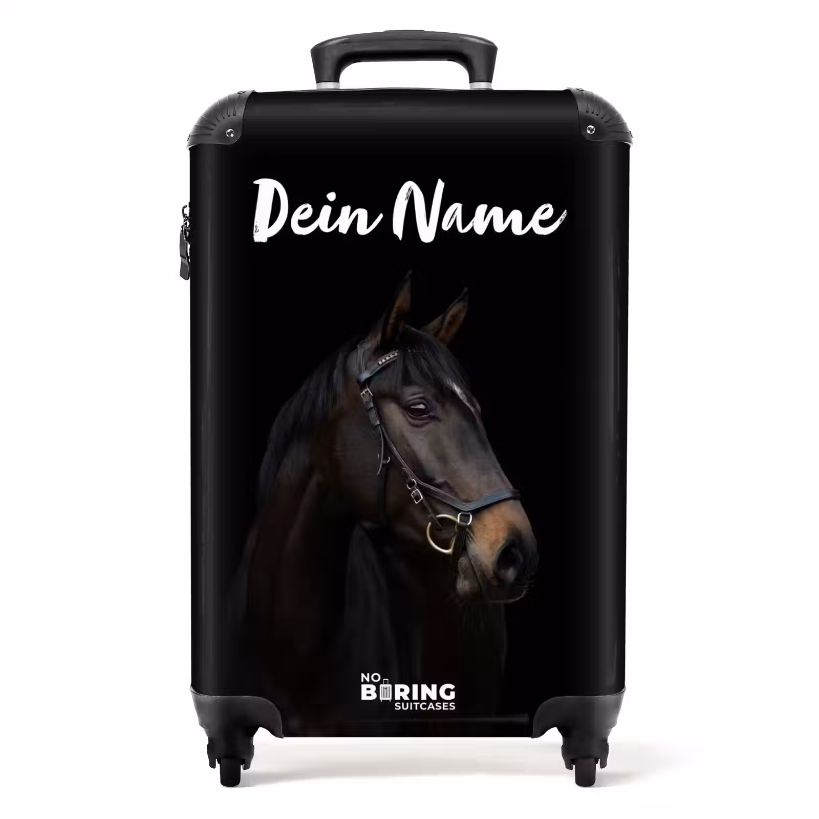 Koffer mit Name - Elegantes schwarzes Pferd — 1