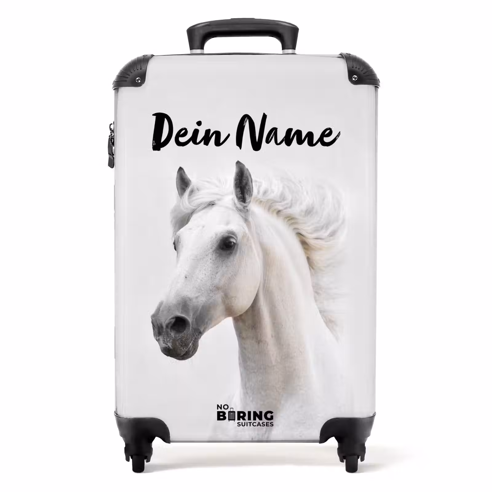 Koffer mit Name - Weißes Pferd mit flatternder Mähne — 1