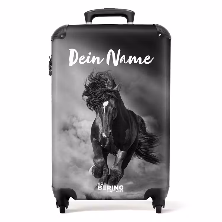 Koffer mit Name - Schwarzes Pferd im Galopp — 1