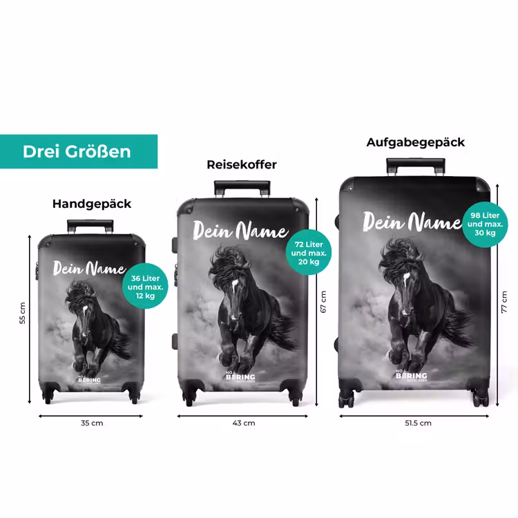 Koffer mit Name - Schwarzes Pferd im Galopp — 3