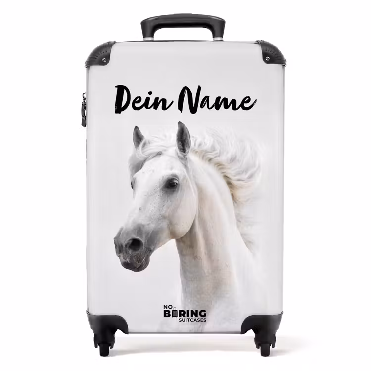 Koffer mit Name - Weißes Pferd mit flatternder Mähne — 1