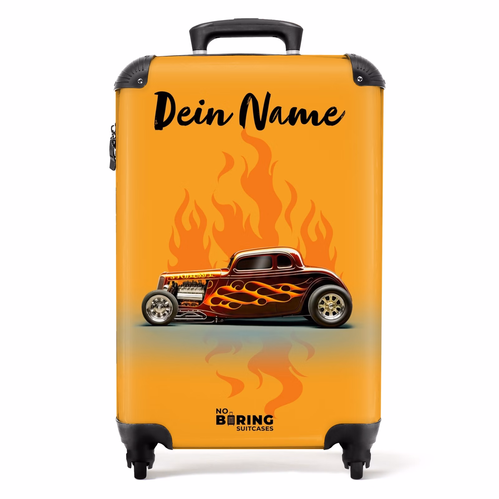 Koffer mit Name - Braunes Auto mit gelben Flammen — 1