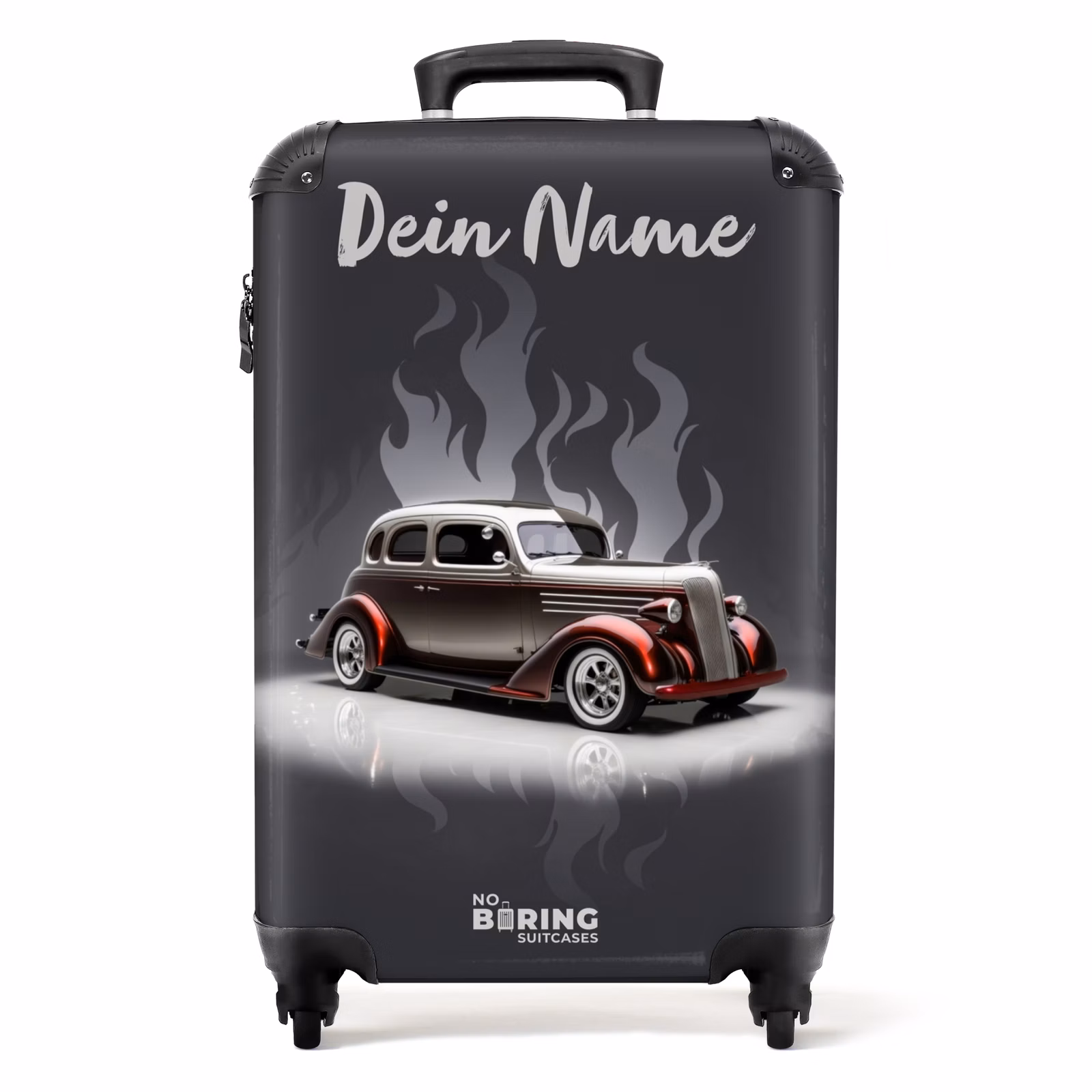 Koffer mit Name - Graues Auto mit grauen Flammen — 1