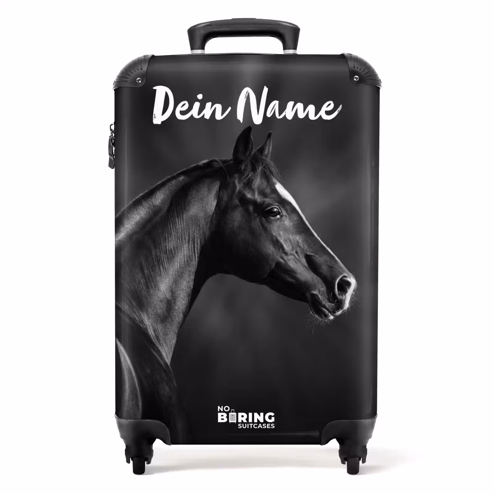 Koffer mit Name - Schwarzer-Stallion-im-Profil-Pferdestärke — 1