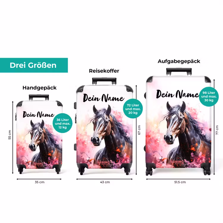 Koffer mit Name - Aquarell Pferd in Farbexplosion — 3