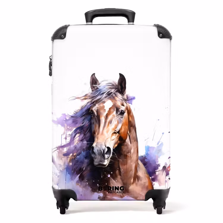 Koffer mit Name - Aquarelliertes Pferd mit bunten Sprenkeln — 1