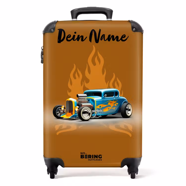 Koffer mit Name - Blaues Auto mit gelben Flammen — 1