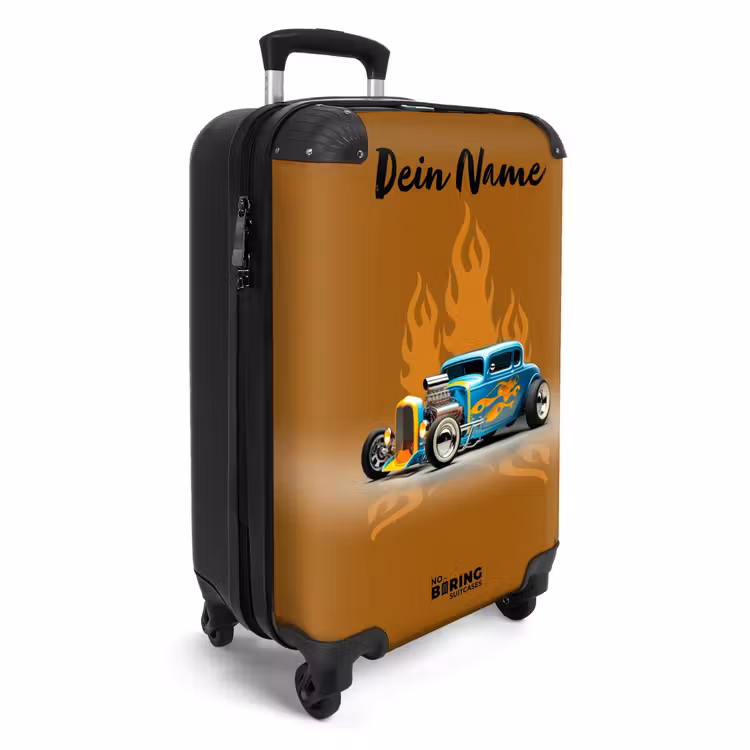 Koffer mit Name - Blaues Auto mit gelben Flammen — 2