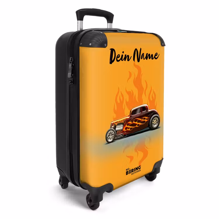 Koffer mit Name - Braunes Auto mit gelben Flammen — 2