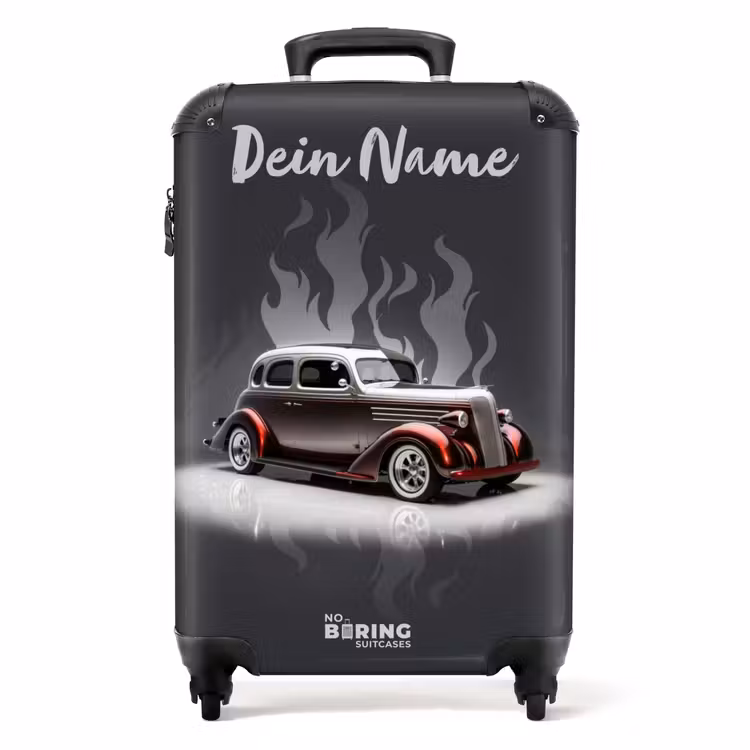 Koffer mit Name - Graues Auto mit grauen Flammen — 1