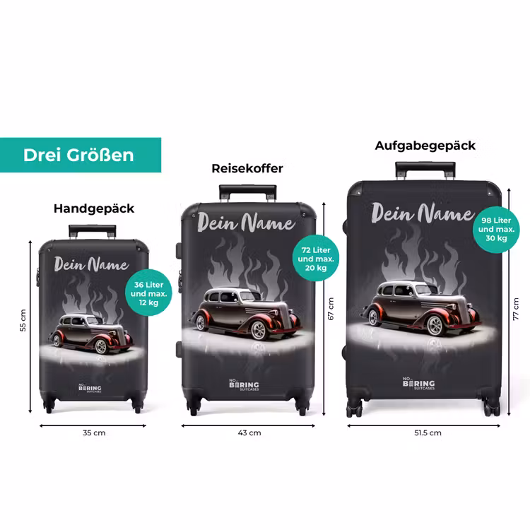 Koffer mit Name - Graues Auto mit grauen Flammen — 3