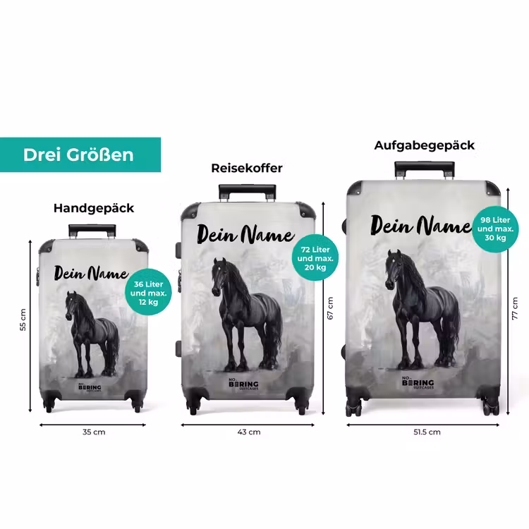 Koffer mit Name - Statisches Porträt eines schwarzen Pferdes — 3