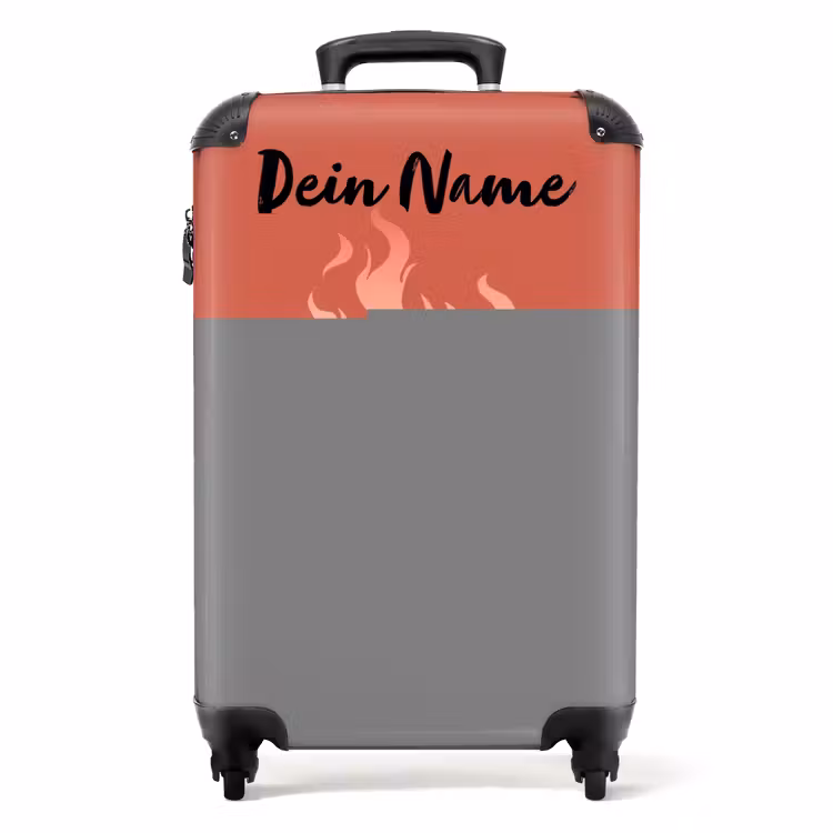 Koffer mit Name - Graues Auto mit rosa Flammen — 1