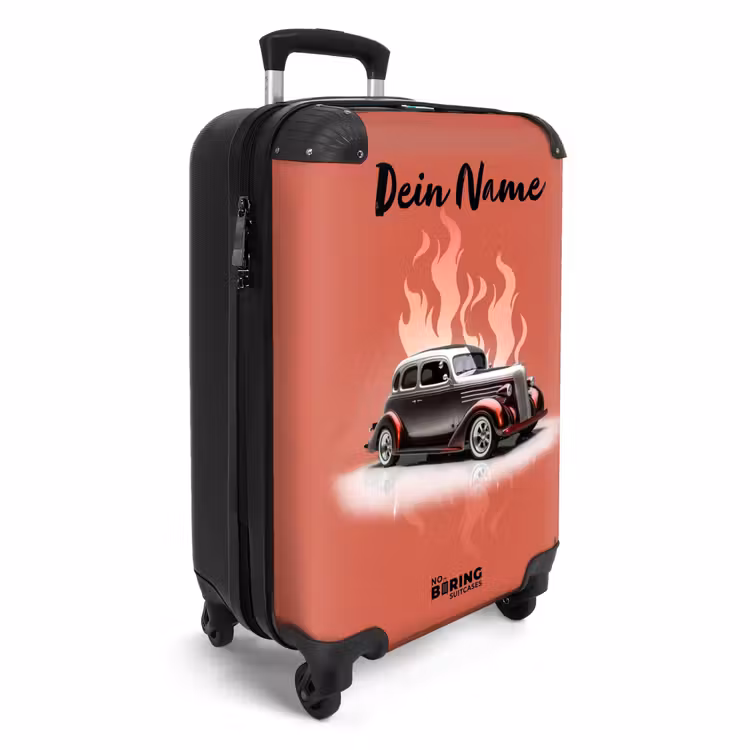Koffer mit Name - Graues Auto mit rosa Flammen — 2