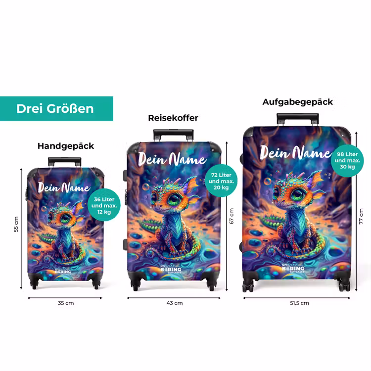 Koffer mit Name - Verschnörkelter Saphir-Drache — 3
