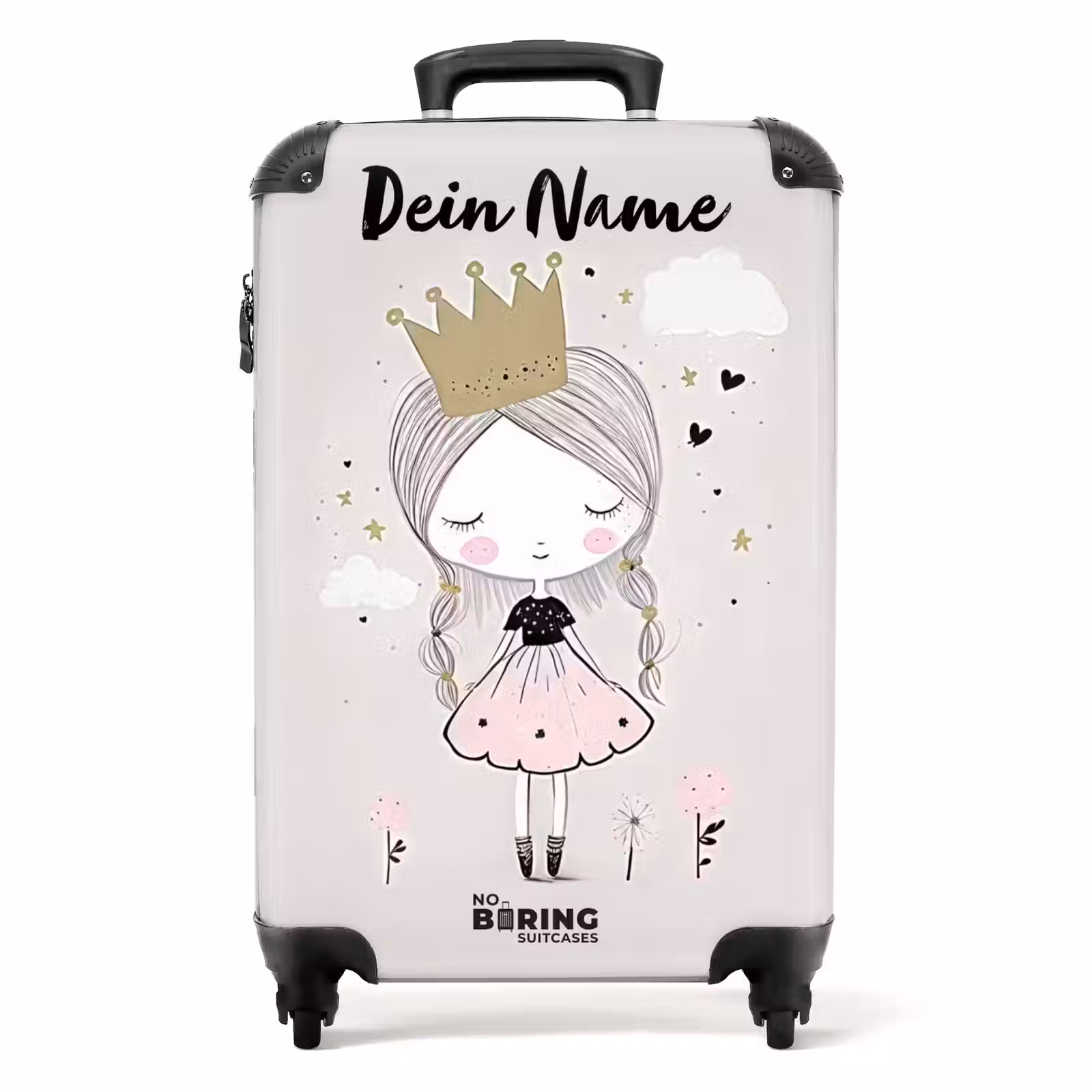 Koffer mit Name - Verträumte Prinzessin mit geflochtenem Haar — 1