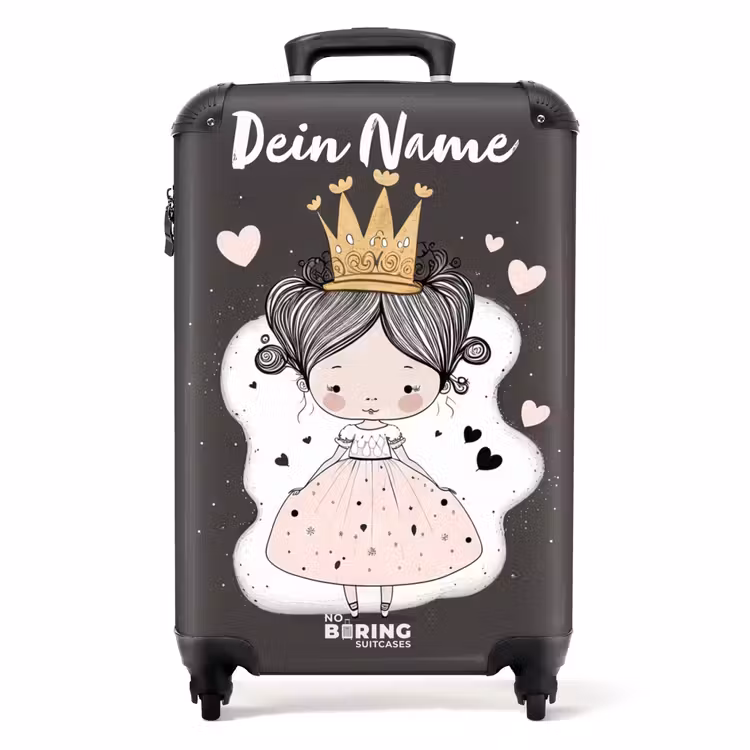 Koffer mit Name - Kleine Prinzessin auf schwarzem Hintergrund — 1