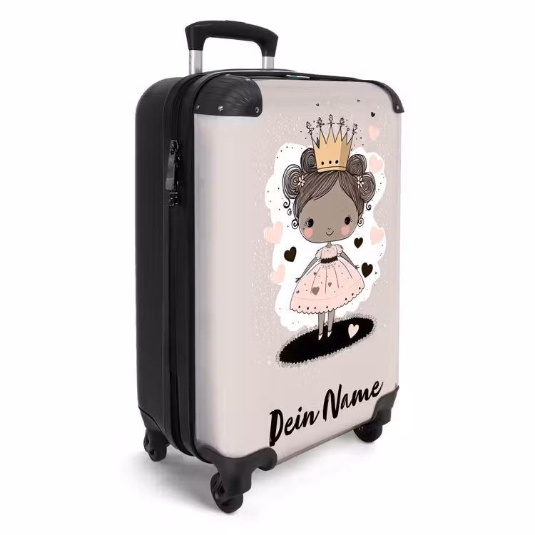 Koffer mit Name - Prinzessin auf farbigem Hintergrund mit rosa und schwarzen Herzen — 2