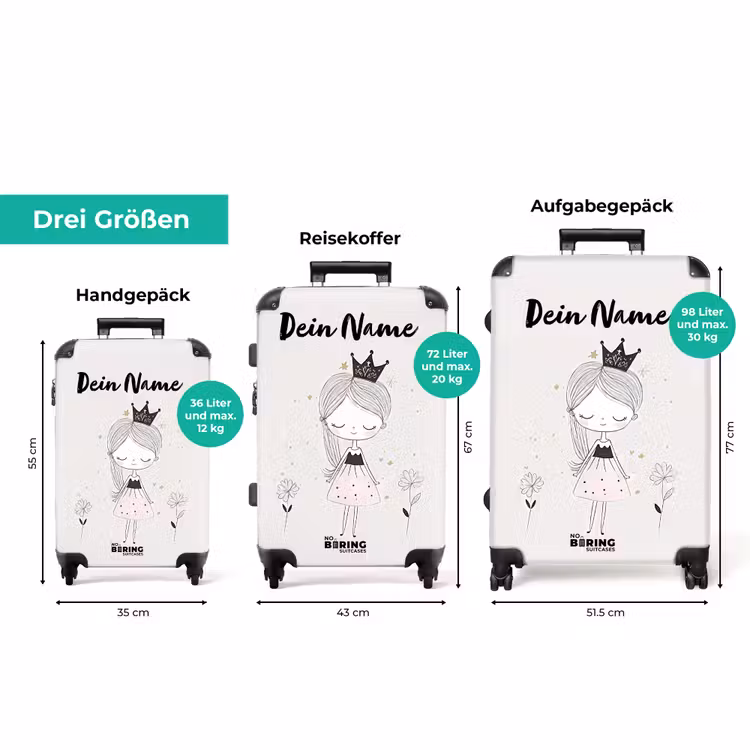 Koffer mit Name - Prinzessin mit schwarzem Kleid — 3