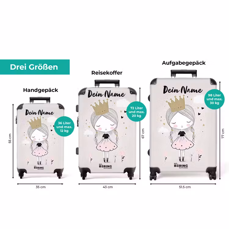 Koffer mit Name - Verträumte Prinzessin mit geflochtenem Haar — 3