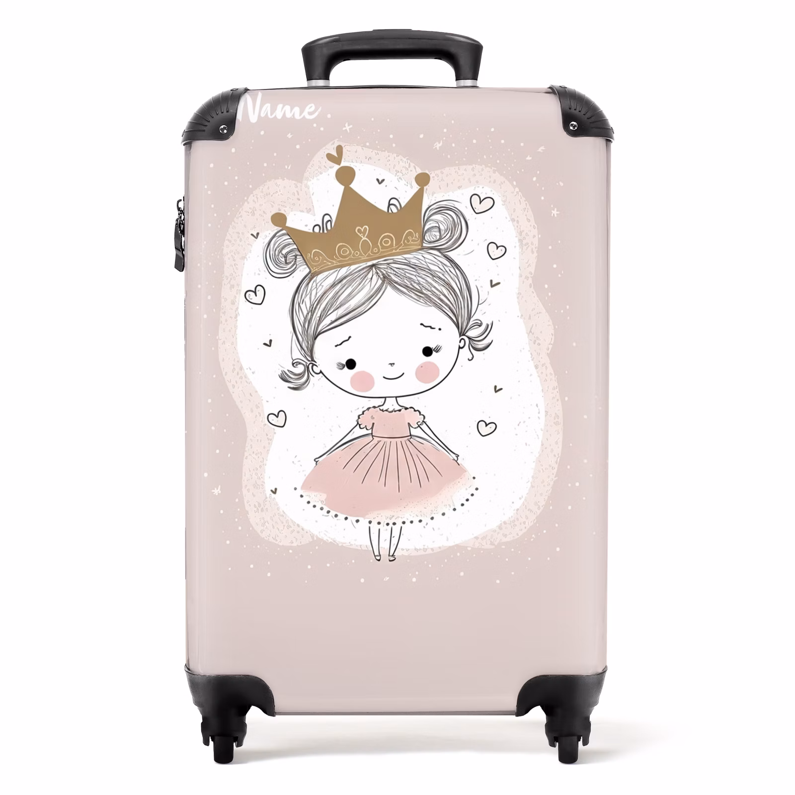 Koffer mit Name - Prinzessin auf farbigem Hintergrund mit Herzen — 1