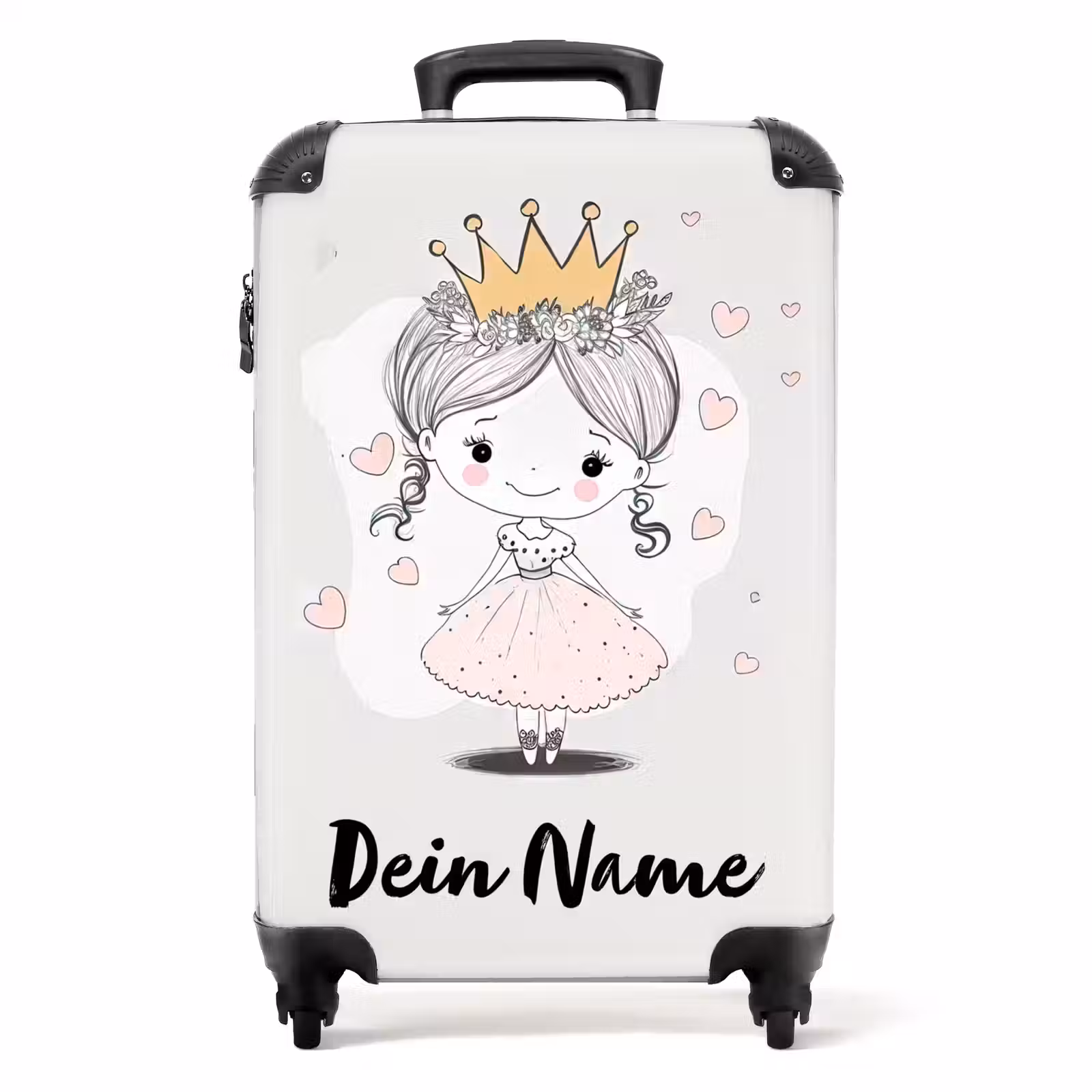 Koffer mit Name - Prinzessin mit Krone und rosa Herzen — 1
