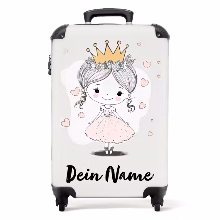 Koffer mit Name - Prinzessin mit Krone und rosa Herzen — 1