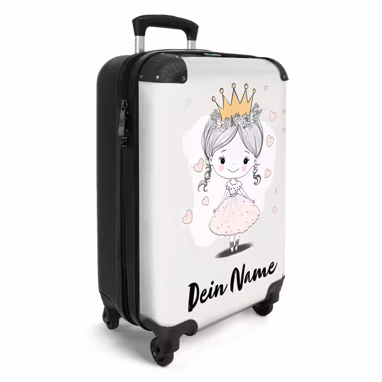 Koffer mit Name - Prinzessin mit Krone und rosa Herzen — 2
