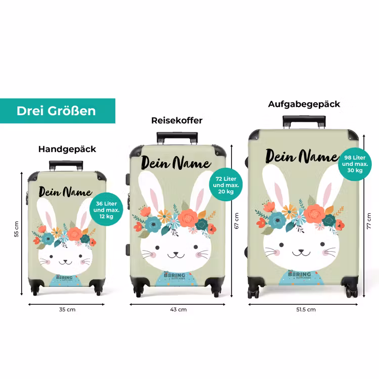 Koffer mit Name - Hippie-Hase — 3
