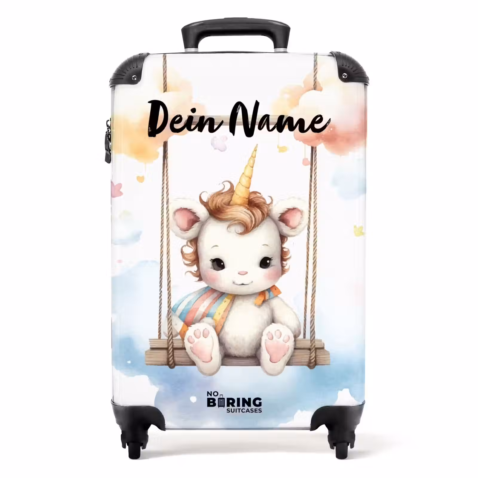 Koffer mit Name - Schaukelndes Baby-Einhorn — 1