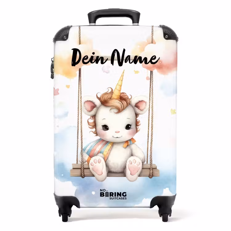 Koffer mit Name - Schaukelndes Baby-Einhorn — 1