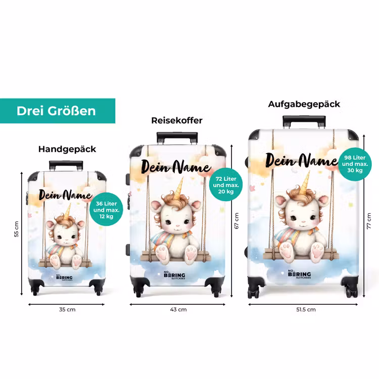 Koffer mit Name - Schaukelndes Baby-Einhorn — 3