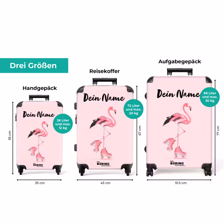 Koffer mit Name - Rosa Walzenflamingo — 3