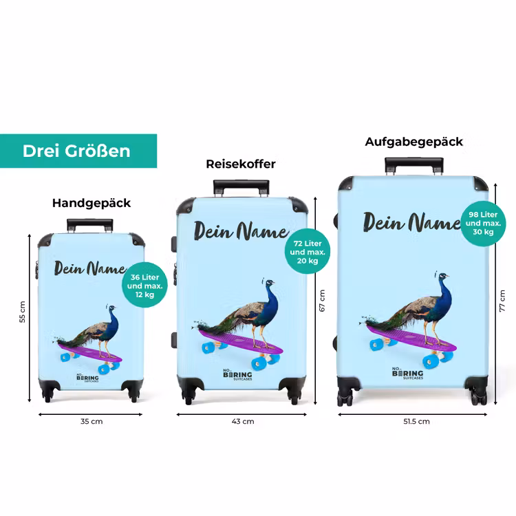 Koffer mit Name - Vorbeiziehender Pfau — 3