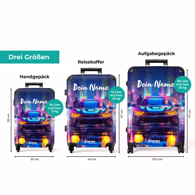 Koffer mit Name - Neon-Nachtauto — 3