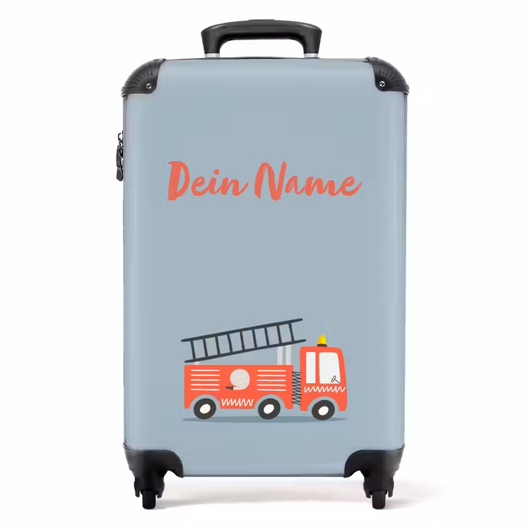 Koffer mit Name - Feuerwehrauto blauer Hintergrund — 1