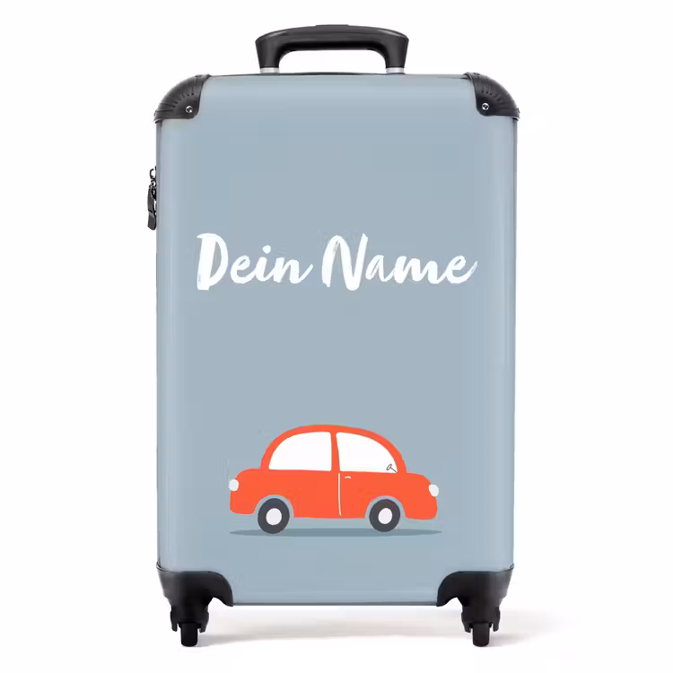 Koffer mit Name - Rotes Auto blauer Hintergrund — 1