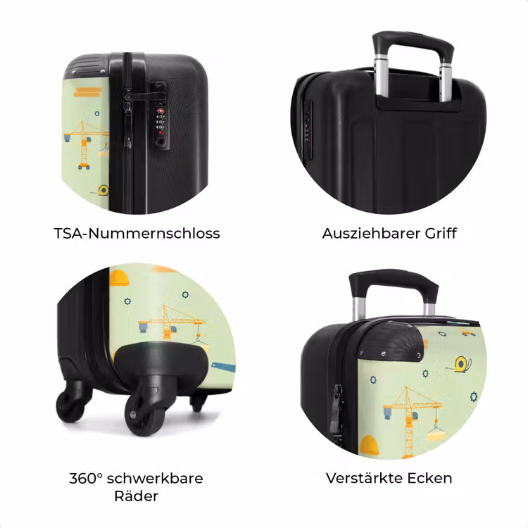 Koffer - Baukräne und Zimmermannswerkzeuge auf mintgrünem Hintergrund — 8