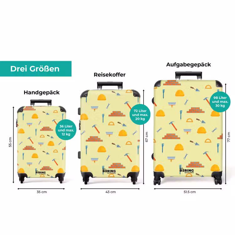 Koffer - Bauwerkzeugmuster auf hellgelbem Hintergrund — 3