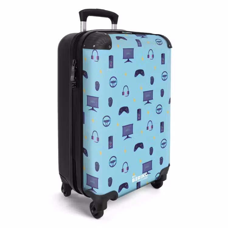 Koffer - Gamer-Muster mit Gaming-Zubehör auf Blau — 2