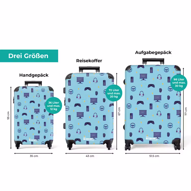 Koffer - Gamer-Muster mit Gaming-Zubehör auf Blau — 3