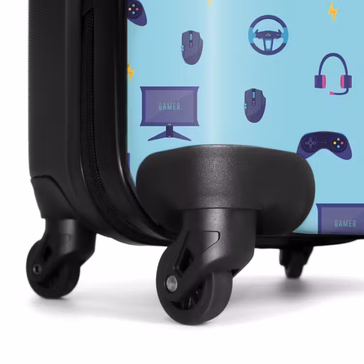 Koffer - Gamer-Muster mit Gaming-Zubehör auf Blau — 7