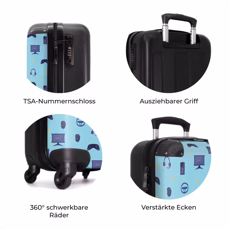Koffer - Gamer-Muster mit Gaming-Zubehör auf Blau — 8