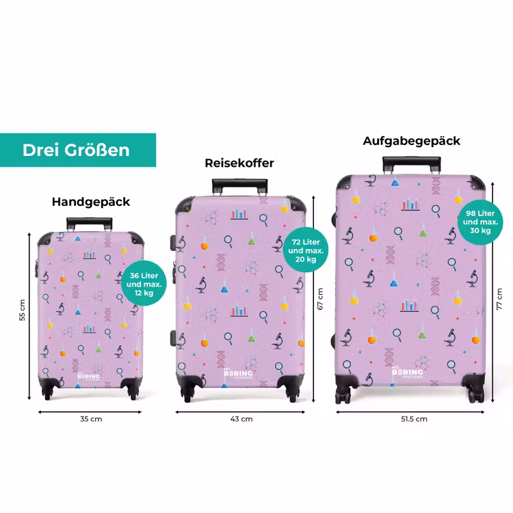 Koffer - Labor und Wissenschaft Muster auf lila Hintergrund — 3